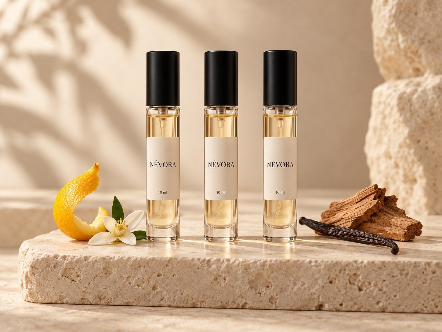 Trois flacons décants NÉVORA de 10 ml
